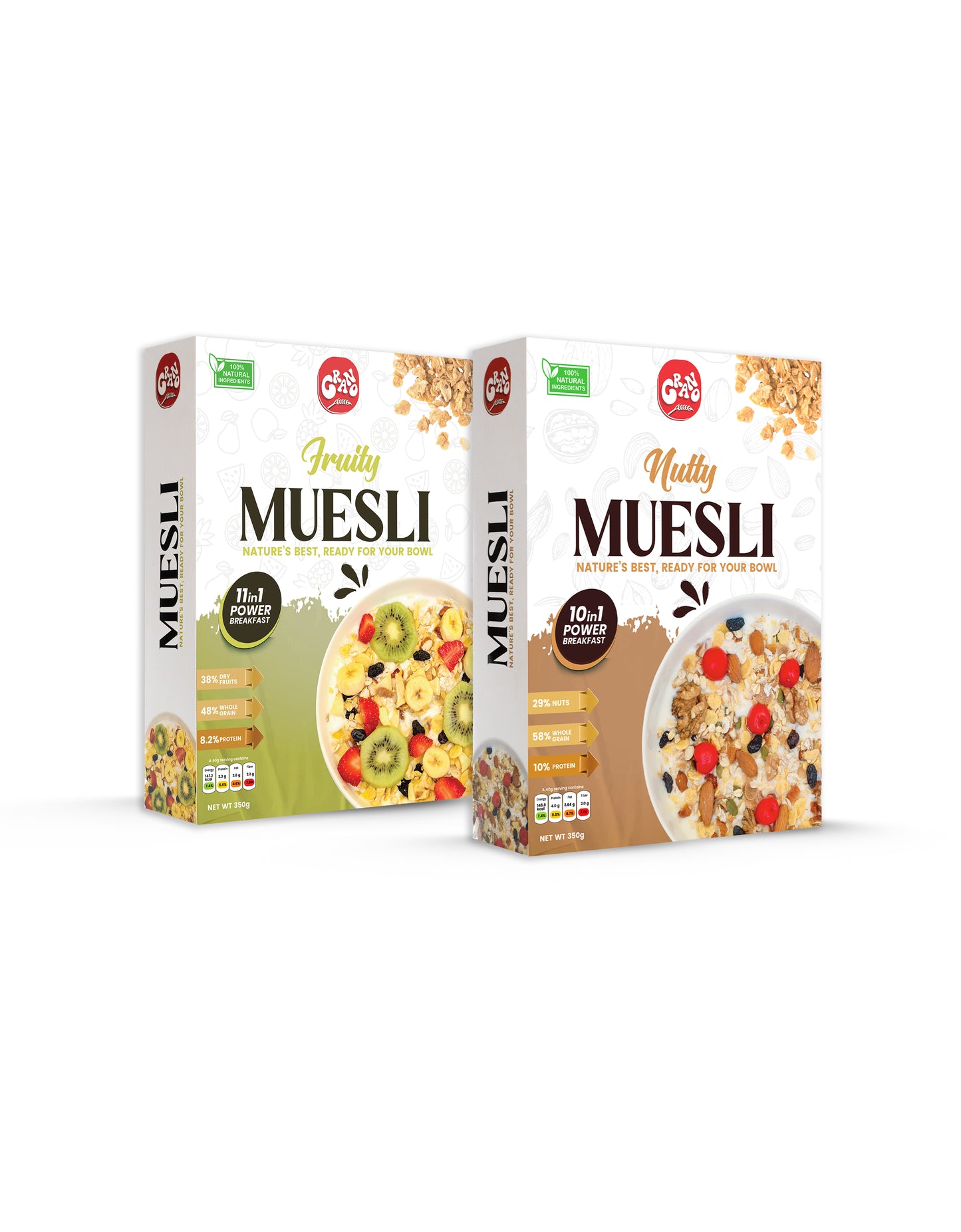 Healthy Start Combo – 2 Muesli 350g + 10 Granola Bars