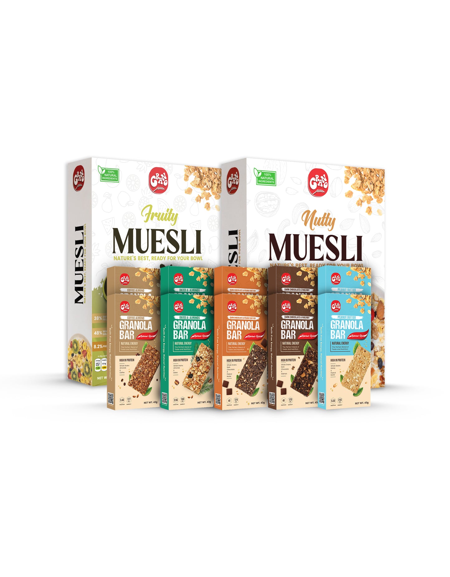 Healthy Start Combo – 2 Muesli 350g + 10 Granola Bars